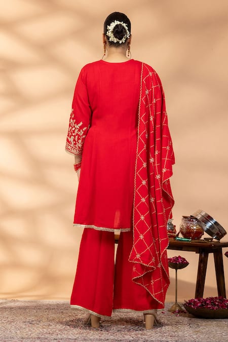 Mamicha Embroidered Chiffon Kurta & Pant Set  