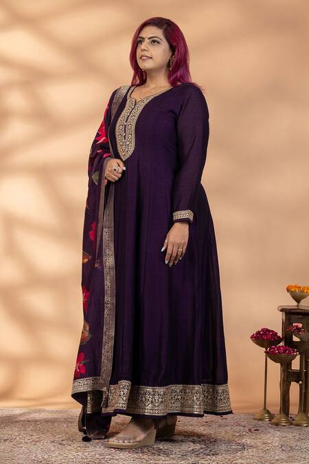 Buy_Mamicha_Purple Chiffon Embroidery, Foil Printing, Sitara-e-sham Anarkali With Dupatta _Online_at_Aza_Fashions