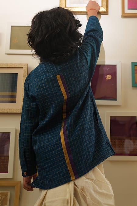 Love The World Today Aparajita Checks Weave Cotton Silk Kurta 