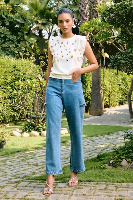 Kay Kay Coral Studded Top & Pant Set 