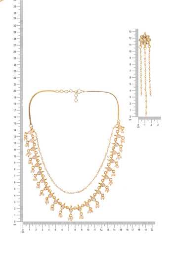 Buy_Ruby Raang_Gold Plated Gemstones, Pearls Kundan Embellished Necklace Set _Online_at_Aza_Fashions