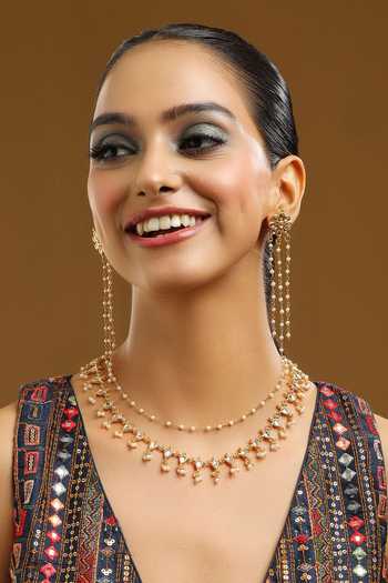 Ruby Raang Kundan Embellished Necklace Set 