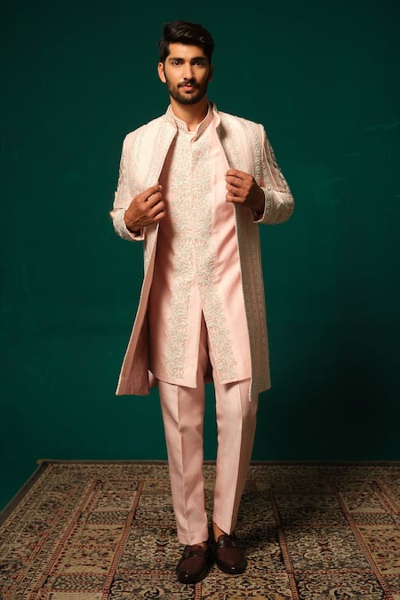 Niloufer By Aasif Ally Sequence & Moti Handwork Sherwani Set 