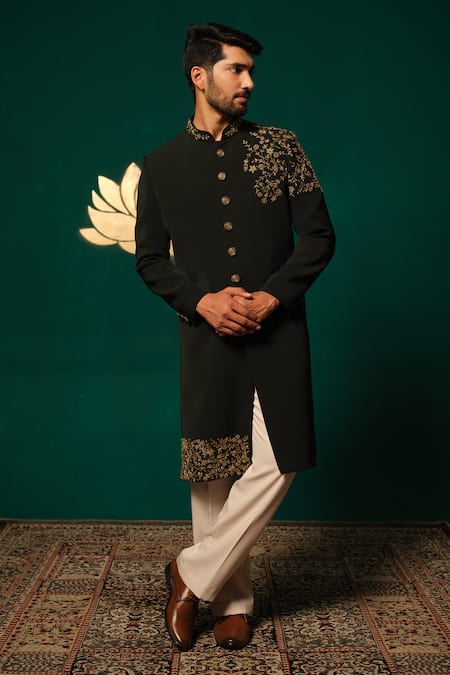 Niloufer By Aasif Ally Zardozi & Cutdana Embroidered Sherwani & Salwar 