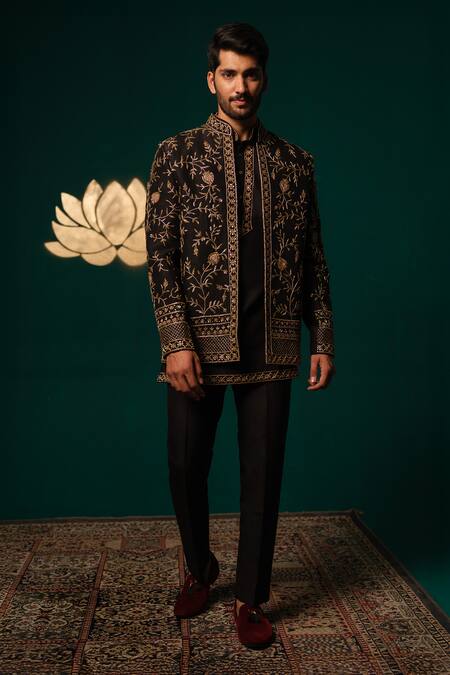 Niloufer By Aasif Ally Zardozi Handwork Jacket Kurta & Pant Set 