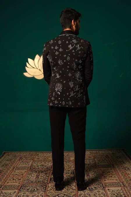 Niloufer By Aasif Ally Zardozi & Cutdana Embroidered Blazer & Pant Set 