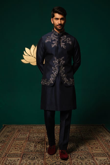 Niloufer By Aasif Ally Zardozi & Cut Dana Embroidered Nehru Jacket Set 