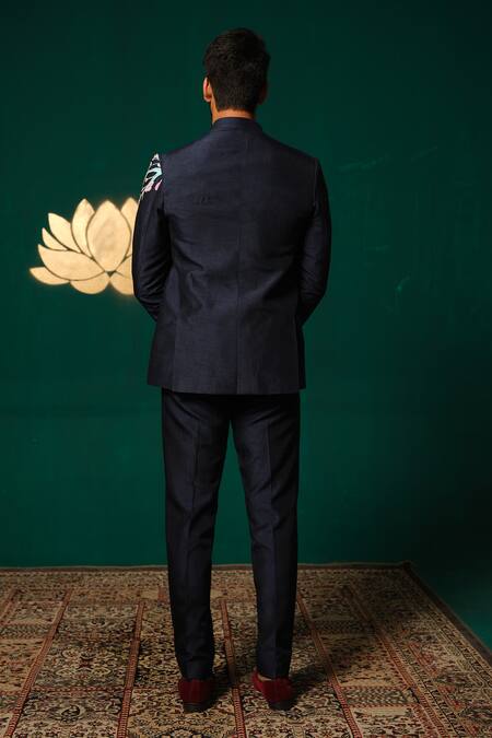 Niloufer By Aasif Ally Hand-Painted Floral Bandhgala & Pant Set 