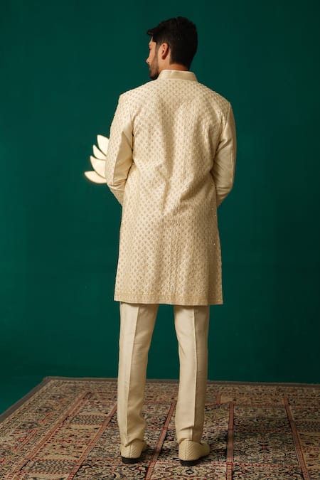 Niloufer By Aasif Ally Cut Dana Zardozi & Sequin Sherwani & Pant Set 