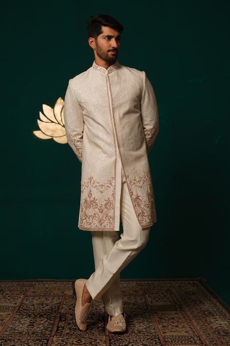 Niloufer By Aasif Ally Cut Dana & Zardozi Handwork Sherwani & Pant 