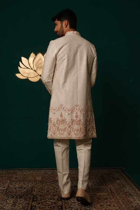 Niloufer By Aasif Ally Cut Dana & Zardozi Handwork Sherwani & Pant 