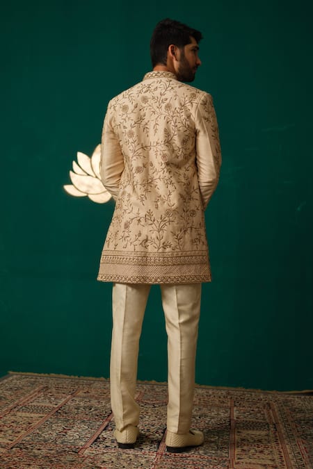 Niloufer By Aasif Ally Zardozi & Cutdana Embroidered Sherwani & Pant 