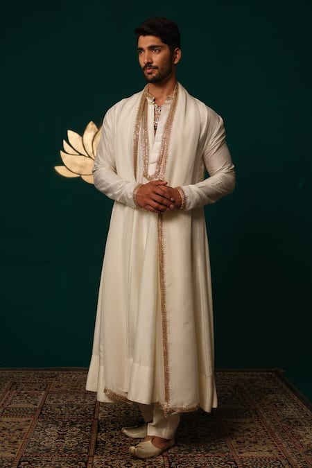 Niloufer By Aasif Ally Zardozi Embroidered Angrakha Kurta Set 