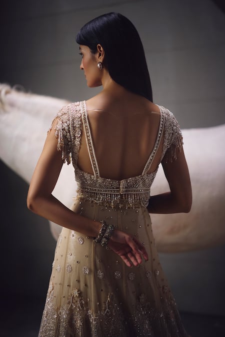 Awigna Ivory Sequins Embroidered Lehenga Set 