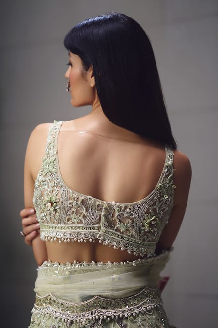 Awigna Sage Green Embellished Lehenga Set 