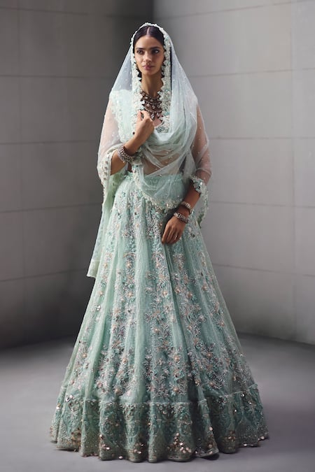 Awigna Aqua Bridal Embellished Lehenga Set 