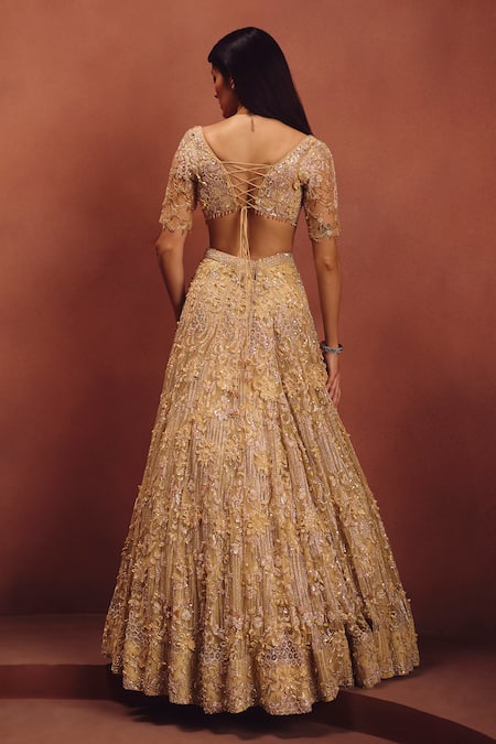 Awigna Champagne Bridal Embroidered Lehenga Set 