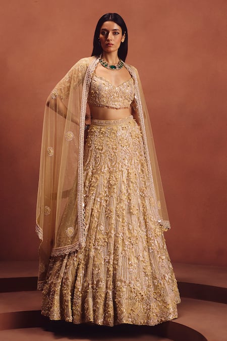 Awigna Champagne Bridal Embroidered Lehenga Set 