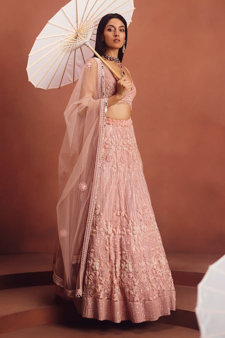 Awigna Pink Embroidered Lehenga Set 