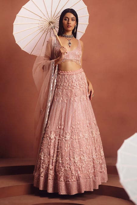Awigna Pink Embroidered Lehenga Set 