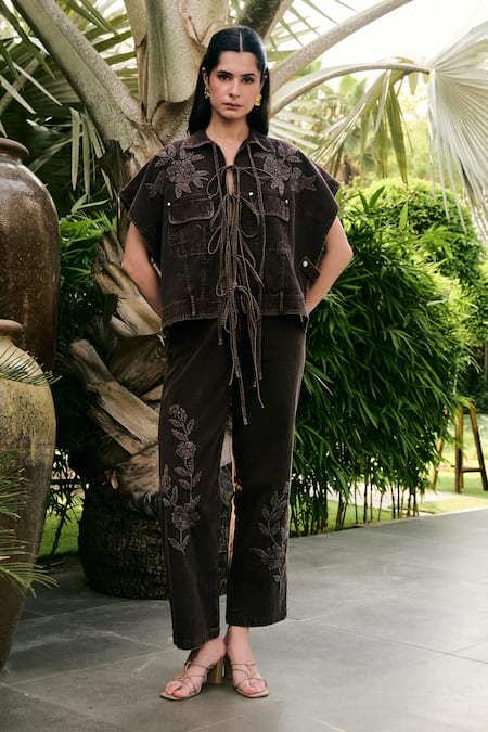 Kay Kay Kennedi Denim Shirt & Pant Co-ord Set 