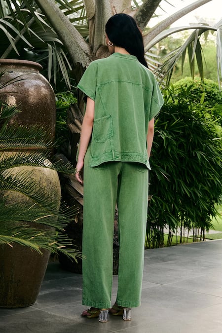 Kay Kay Yaeko Denim Tie-up Shirt & Pant Co-ord Set 