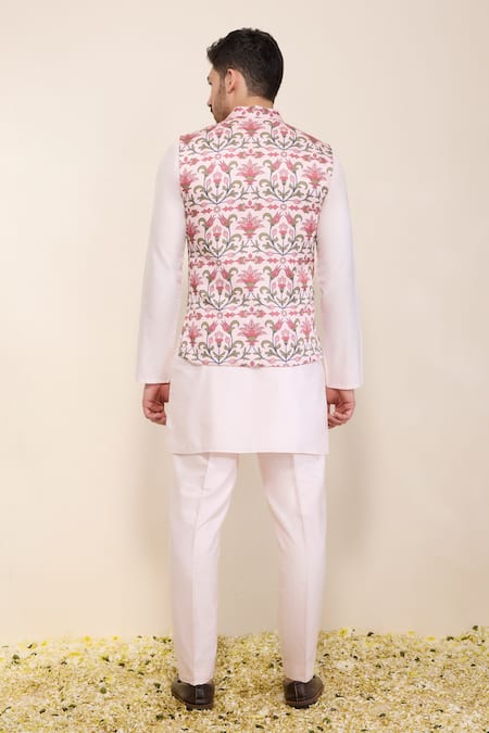 Neha Gursahani Printed Bandhgala Jacket With Kurta & Pant 
