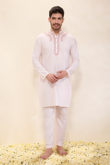 Neha Gursahani Embroidered Spun Silk Kurta & Narrow Pants 