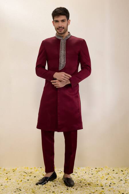 Neha Gursahani Embroidered Placket Sherwani & Narrow Pants 
