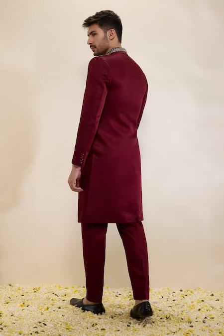 Neha Gursahani Embroidered Placket Sherwani & Narrow Pants 