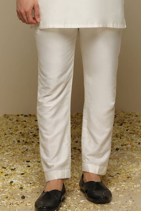 Neha Gursahani_Ivory Embroidery Bandhgala Jacket Kurta And Pant Set _Online_at_Aza_Fashions