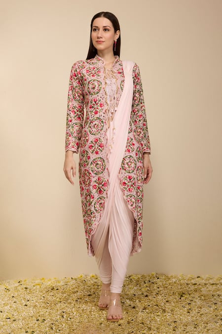 Neha Gursahani Embroidered Jacket & Pre-Draped Chudidar Saree 