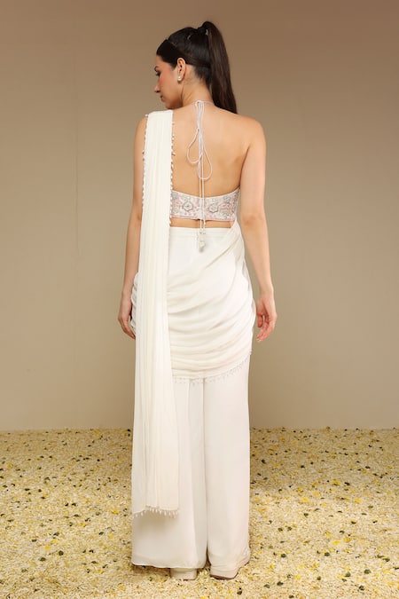 Neha Gursahani Embroidered Blouse & Pre-Draped Pant Saree 