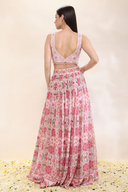 Neha Gursahani Floral Printed Lehenga Set With Embroidered Blouse 