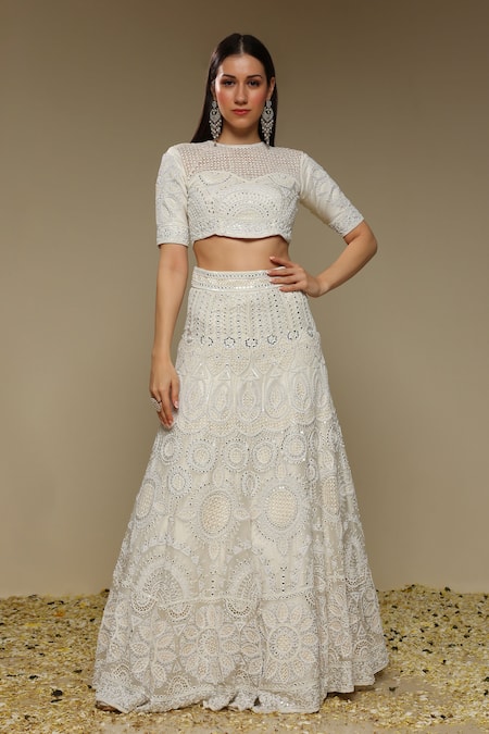 Neha Gursahani Embroidered Lehenga, Blouse & Dupatta Set 