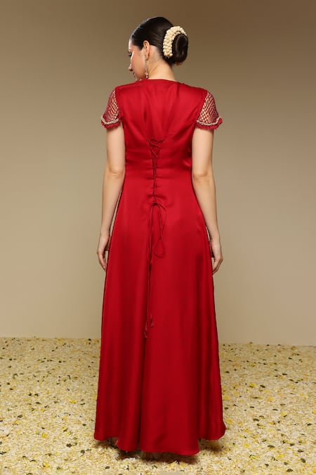 Neha Gursahani Flared Kurta With Bead & Pearl Work & Pant 