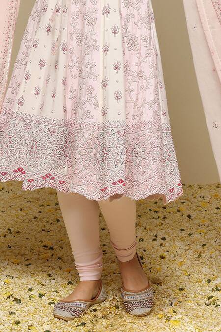 Neha Gursahani_Ivory Silk, Organza, Panelled Kalidar Kurta Set With Jaali Jacket And Dupatta _at_Aza_Fashions