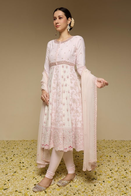 Neha Gursahani Panelled Hand Embroidered Kalidar Kurta Set 
