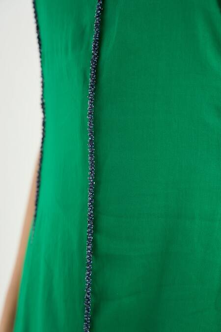 Buy_RAAS LIFE_Green Vegan Silk Beads Halter Neck Imperial Sleeveless Dress _Online_at_Aza_Fashions