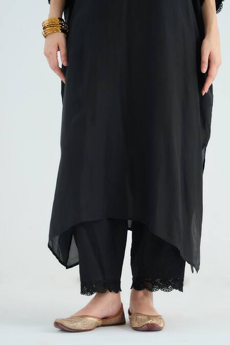Buy RAAS LIFE Black Cotton, , Vegan Lace V-neck Angela V Kaftan And Pant Set Online at Aza Fashions Buy_RAAS LIFE_Black Cotton, , Vegan Lace V-neck Angela V Kaftan And Pant Set _Online_at_Aza_Fashions