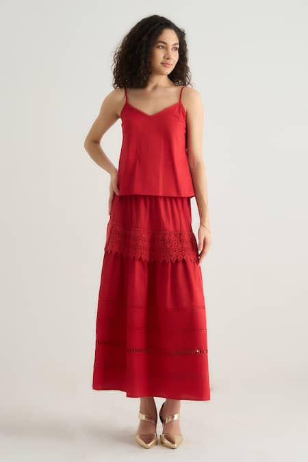 RAAS LIFE Black Beauty Sleeveless Top With Skirt 