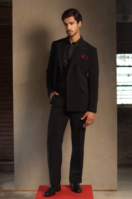 Tisa - Men Double Breasted Pick-Stitch Blazer Set 