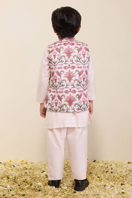 Neha Gursahani Printed Modi Bundi Kurta Set For Boys 