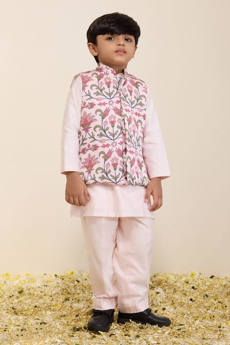 Neha Gursahani Printed Modi Bundi Kurta Set For Boys 