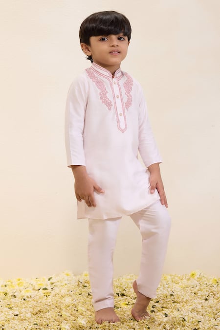 Neha Gursahani Embroidered Spun Silk Kurta & Pant Set 