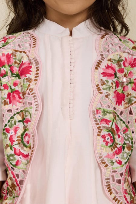 Buy_Neha Gursahani_Pink Embroidery Anarkali Kurta And Pant With Jacket 