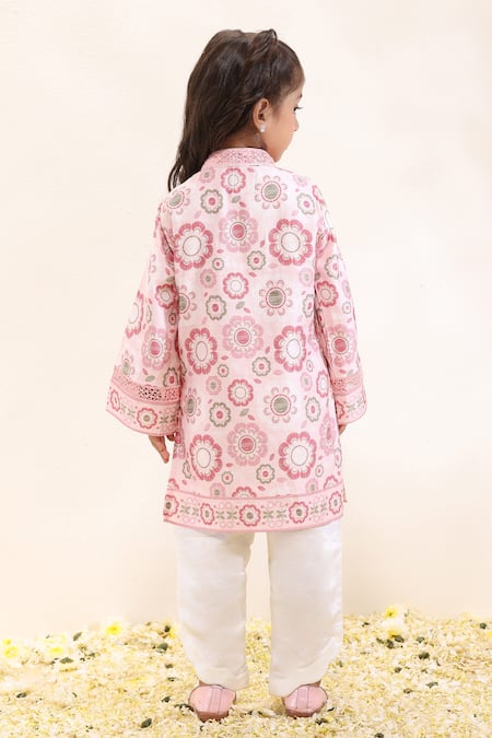 Neha Gursahani Floral Printed Kurta Set With Jaali Embroidery 