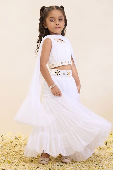 Neha Gursahani Embroidered Tulle Choli Lehenga With Ruffled Dupatta 