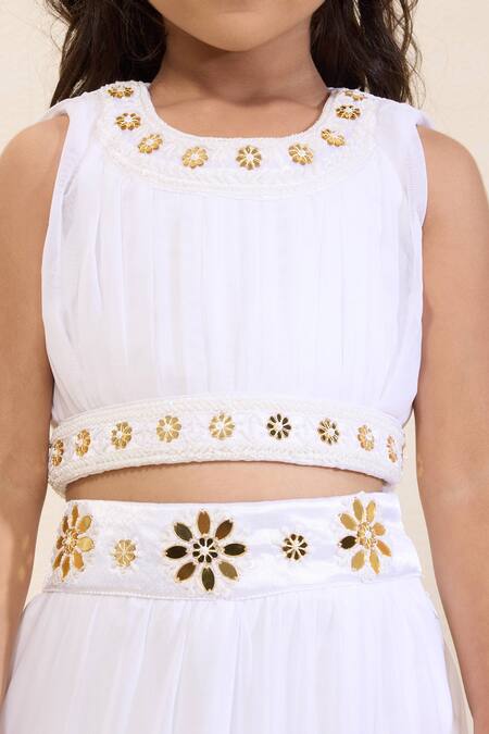 Neha Gursahani_Ivory Tulle Embroidery, Ruffles Choli Lehenga With Dupatta _at_Aza_Fashions