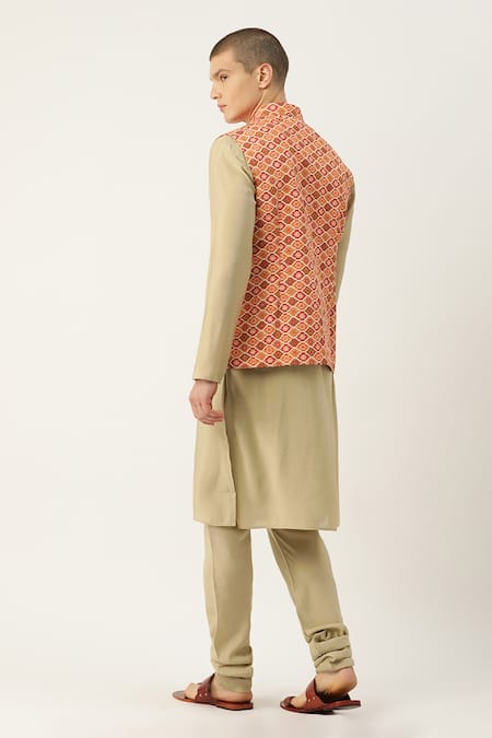 Sayisha Vermillion Embroidered Pure Cotton Nehru Jacket  